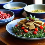 Home 10 시리아 전통 음식 소개 - **A Vibrant Syrian Mezzé Feast:** A richly spread table featuring an abundant array of Syrian mezzé ...