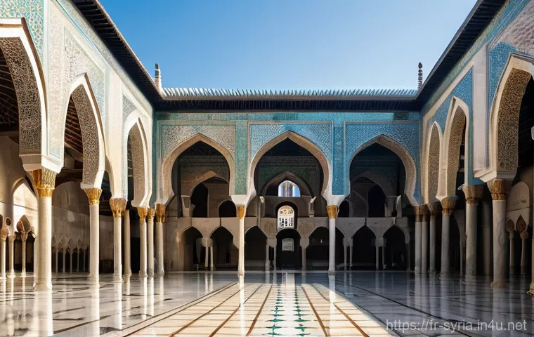 시리아 이슬람 건축물 - **Prompt 1: The Grand Umayyad Mosque in Damascus**
"A majestic, wide-angle view of the Grand Uma...
